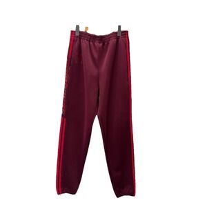 Unisex Track pants Lay Low Size XL Calabasas Burgundy Red Stripes zipper Pockets